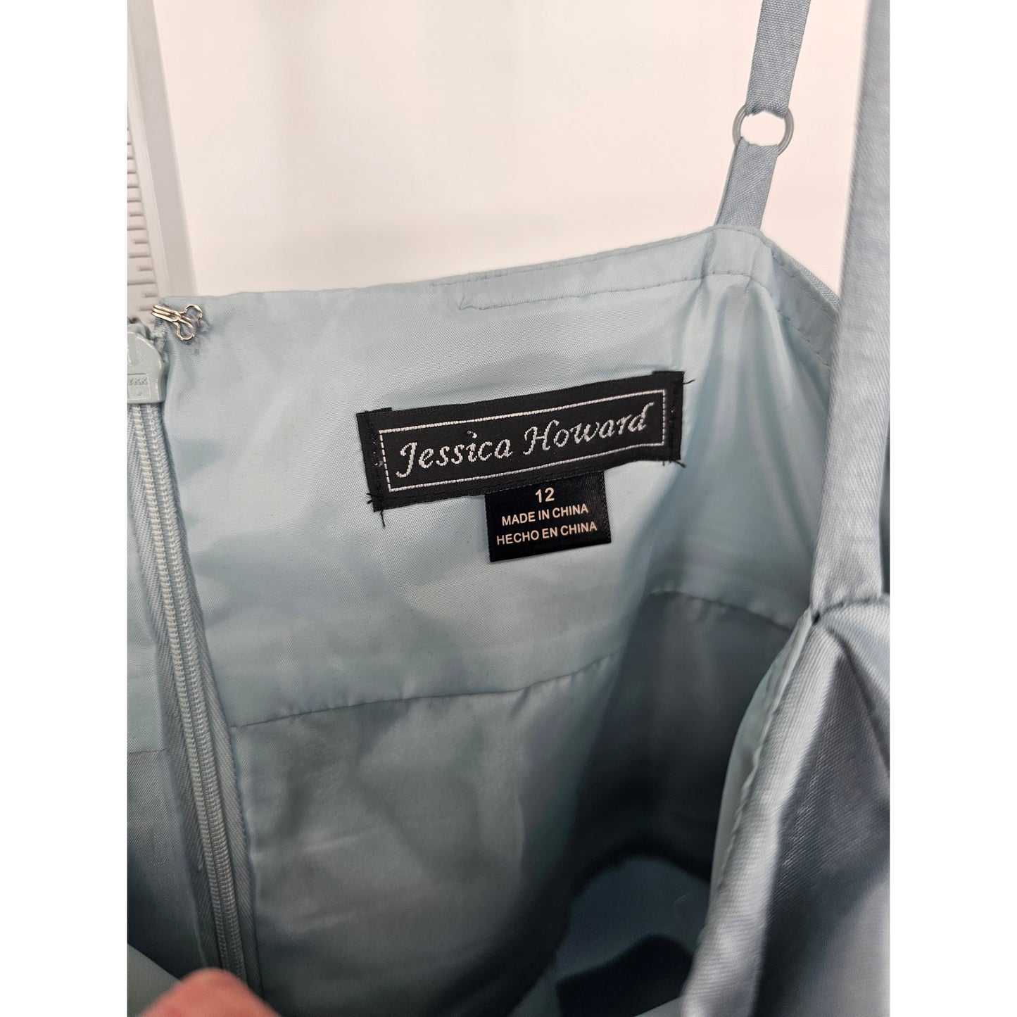 Jessica Howard Womens 12 Midi Length Formal Dress Light Blue Tiered Rhinestone