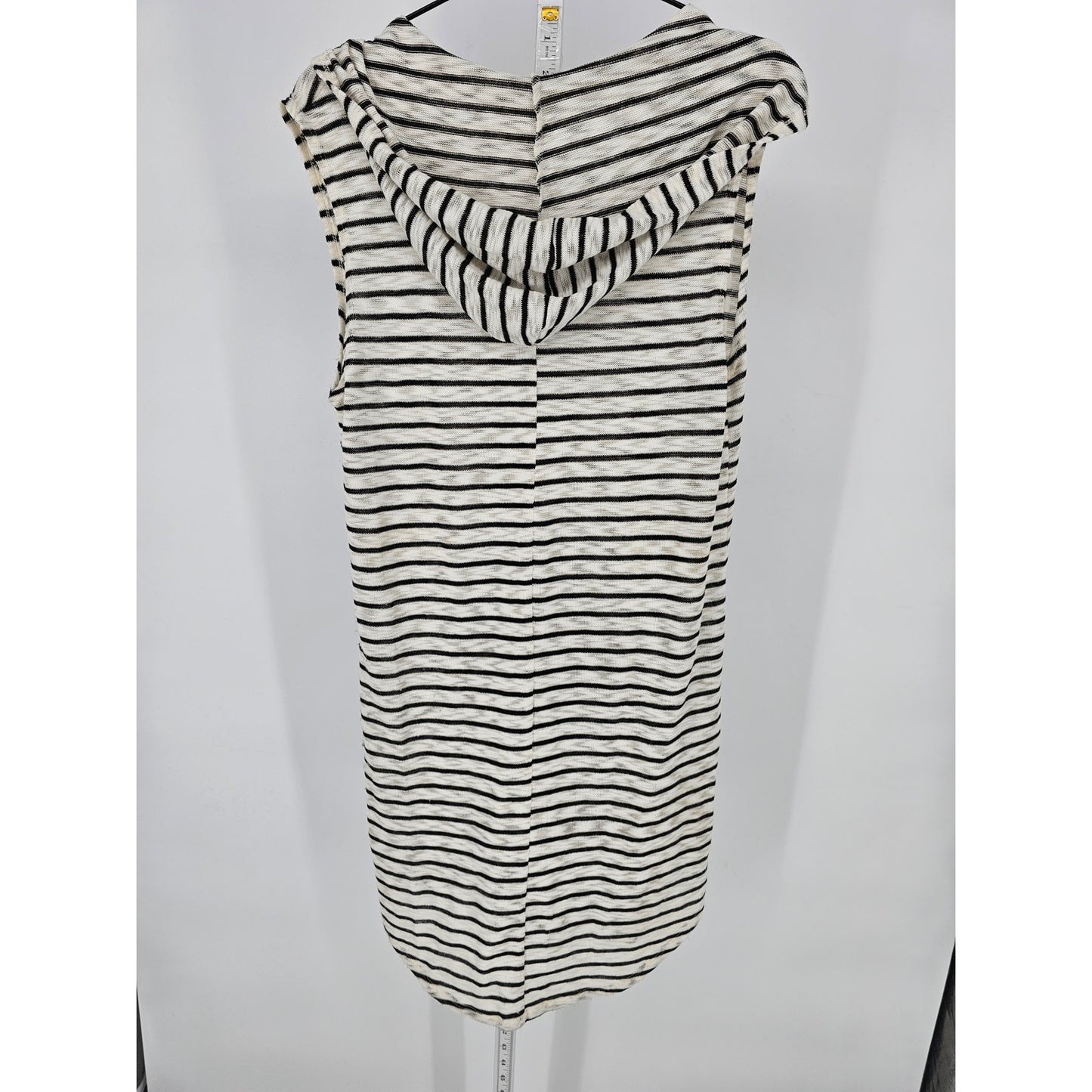 Kona Sol Womens Sz S Knee Length Swimsuit Coverup Hooded Black White Striped