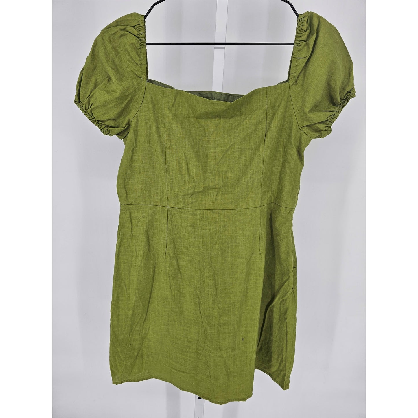 Shein womens Sz XL Mini Dress Pea Green Bubble Short Sleeve
