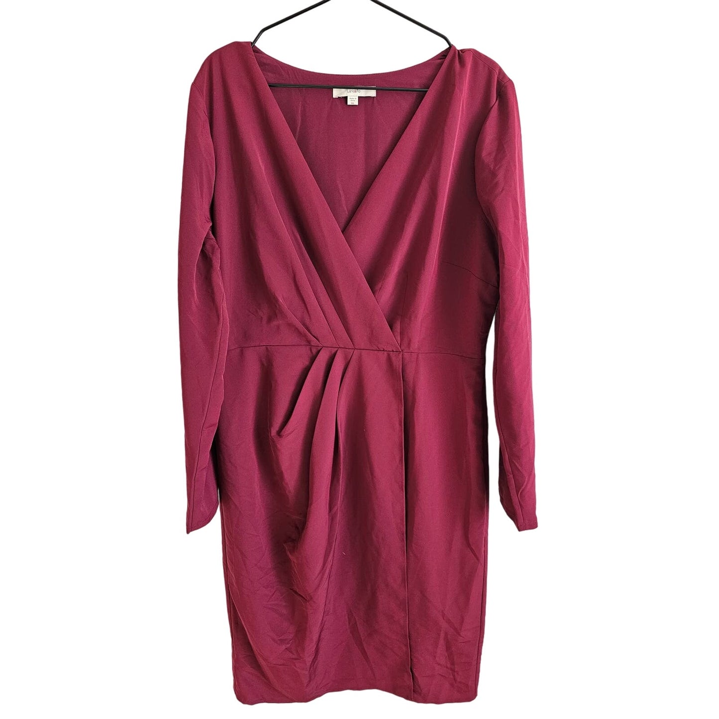 Lark & Ro Womens Sz XL Midi Length Long Sleeve Sheath Dress Dark Red Holiday