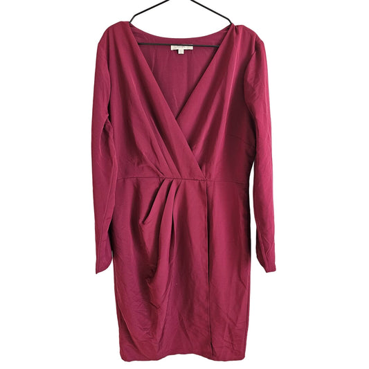 Lark & Ro Womens Sz XL Midi Length Long Sleeve Sheath Dress Dark Red Holiday