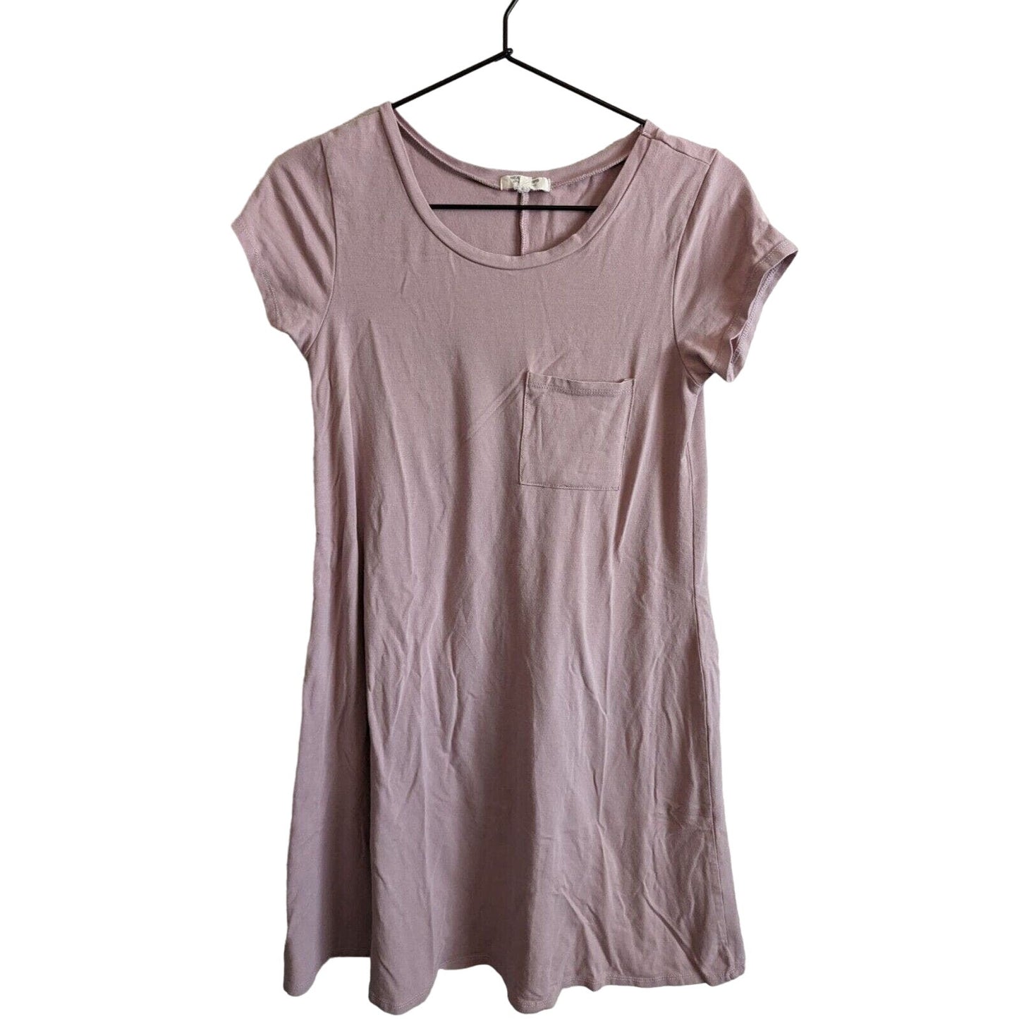 Heart & Hips Womens Sz S Short Sleeve Knee Length Shirt Dress Blush Pink