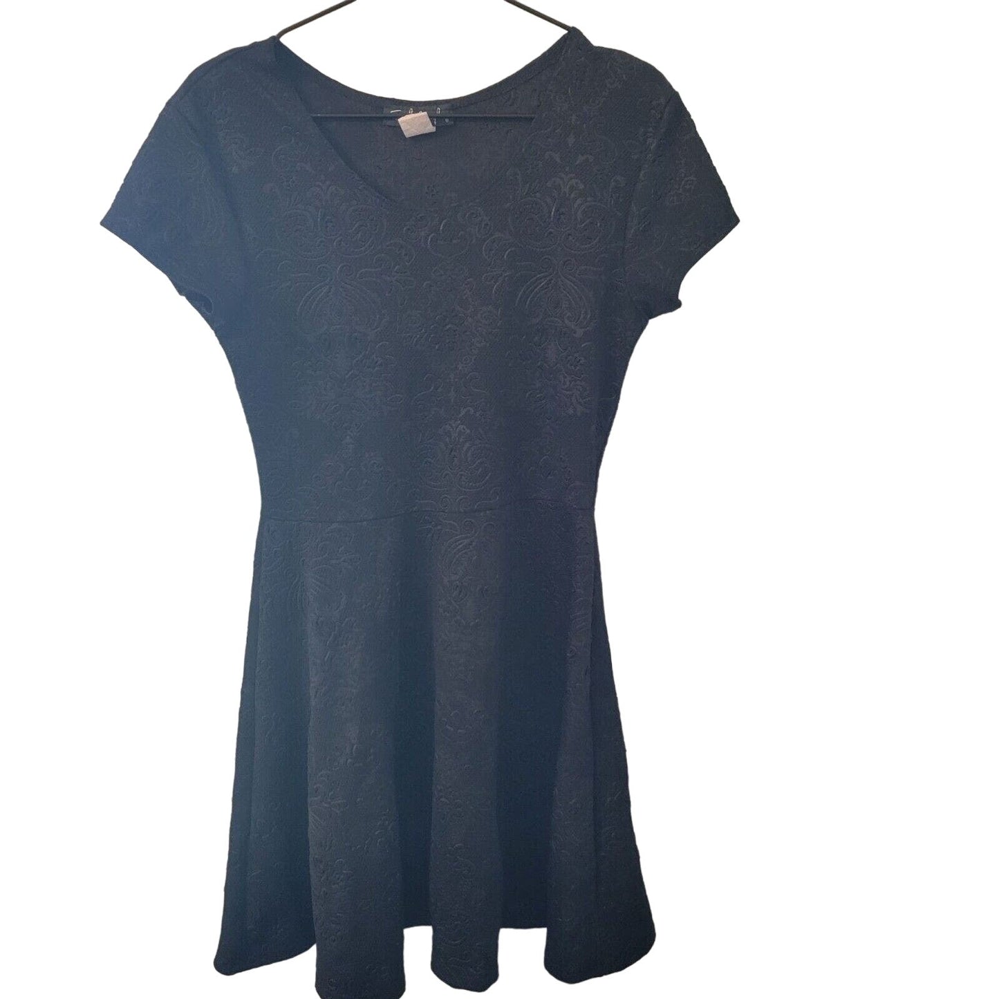 French Atmosphere Womens Sz L A Line Black Quilted Knee Length Dress