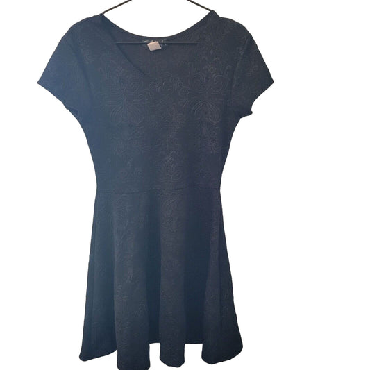 French Atmosphere Womens Sz L A Line Black Quilted Knee Length Dress