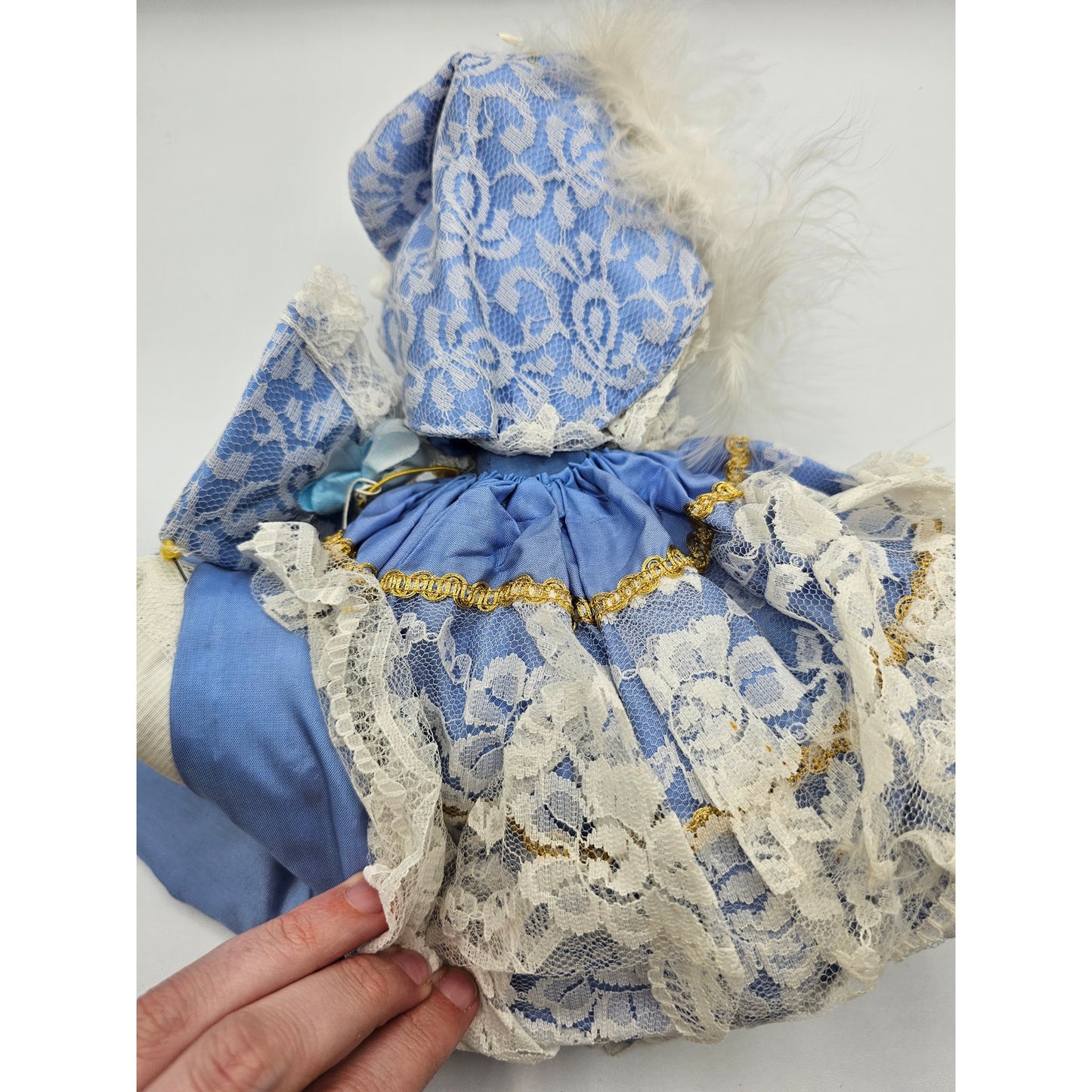 Vintage 12" Flamenco Dancer Doll Blue and White Lace Dress