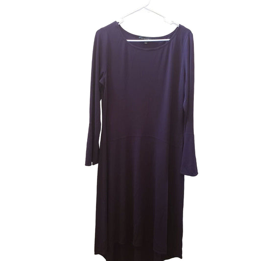 Adrianna Womens Sz 12 Long Sleeve Midi Dress Dark Purple