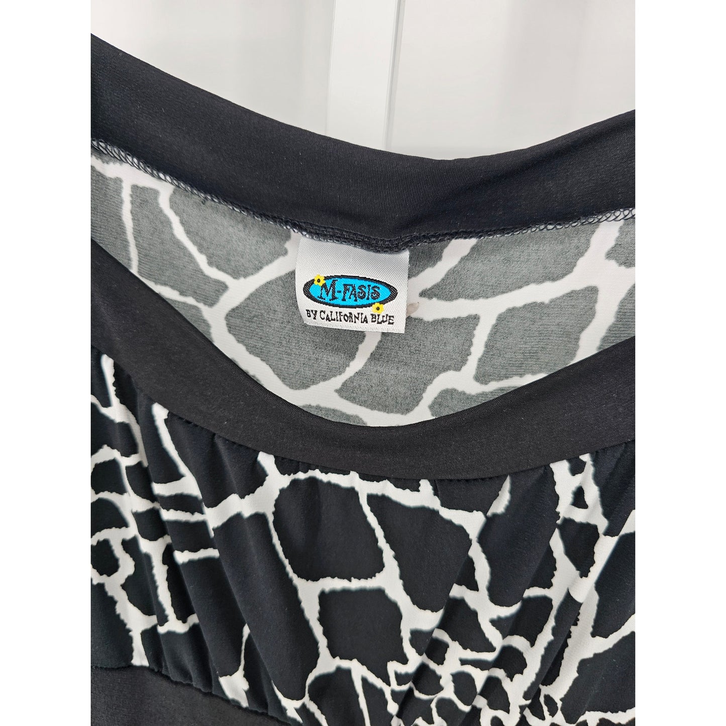 M-Fasis California Blue Womens Sz XL Knee Length Career Dress Black White