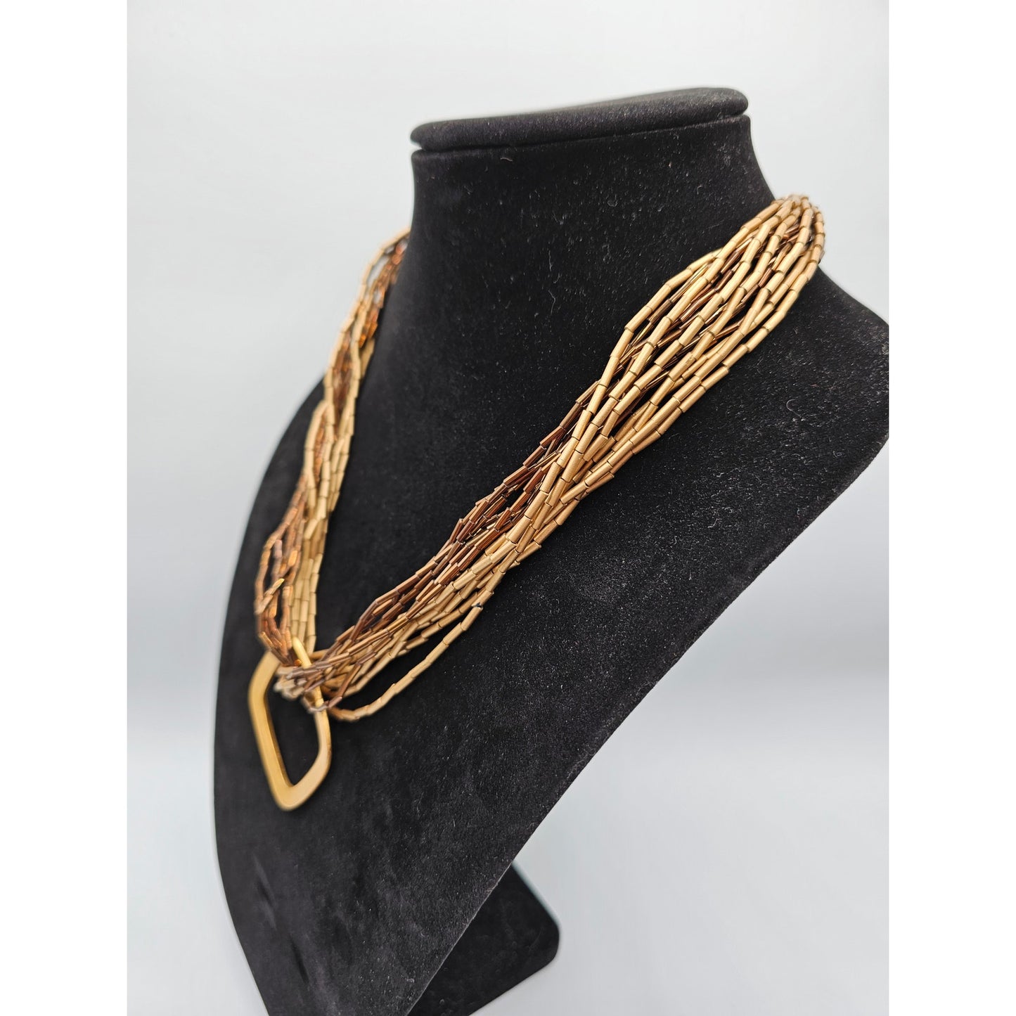 Coldwater Creek Womens Multi Strand Necklace Gold and Bronze Tone Beads