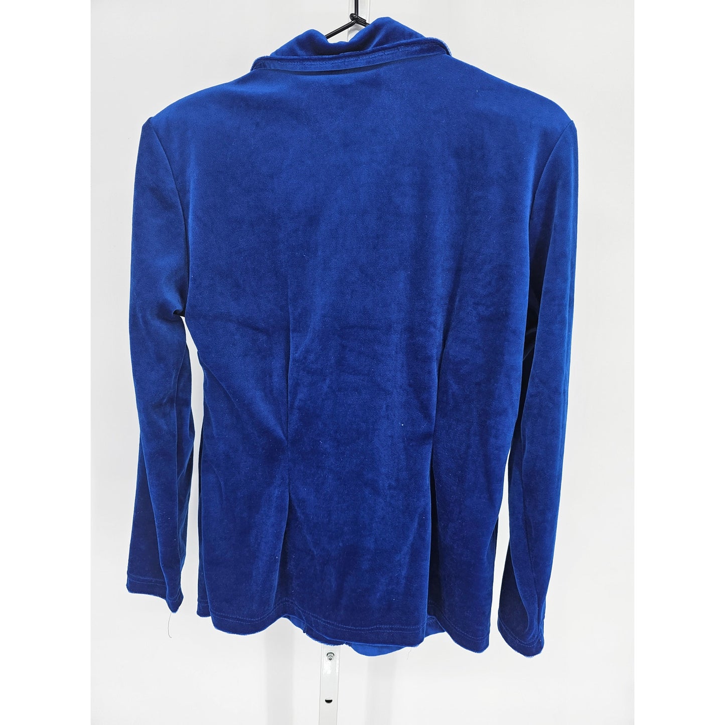 Vintage Blair Womens Sz S Button Up Crushed Velvet Jacket Bright Blue Velour