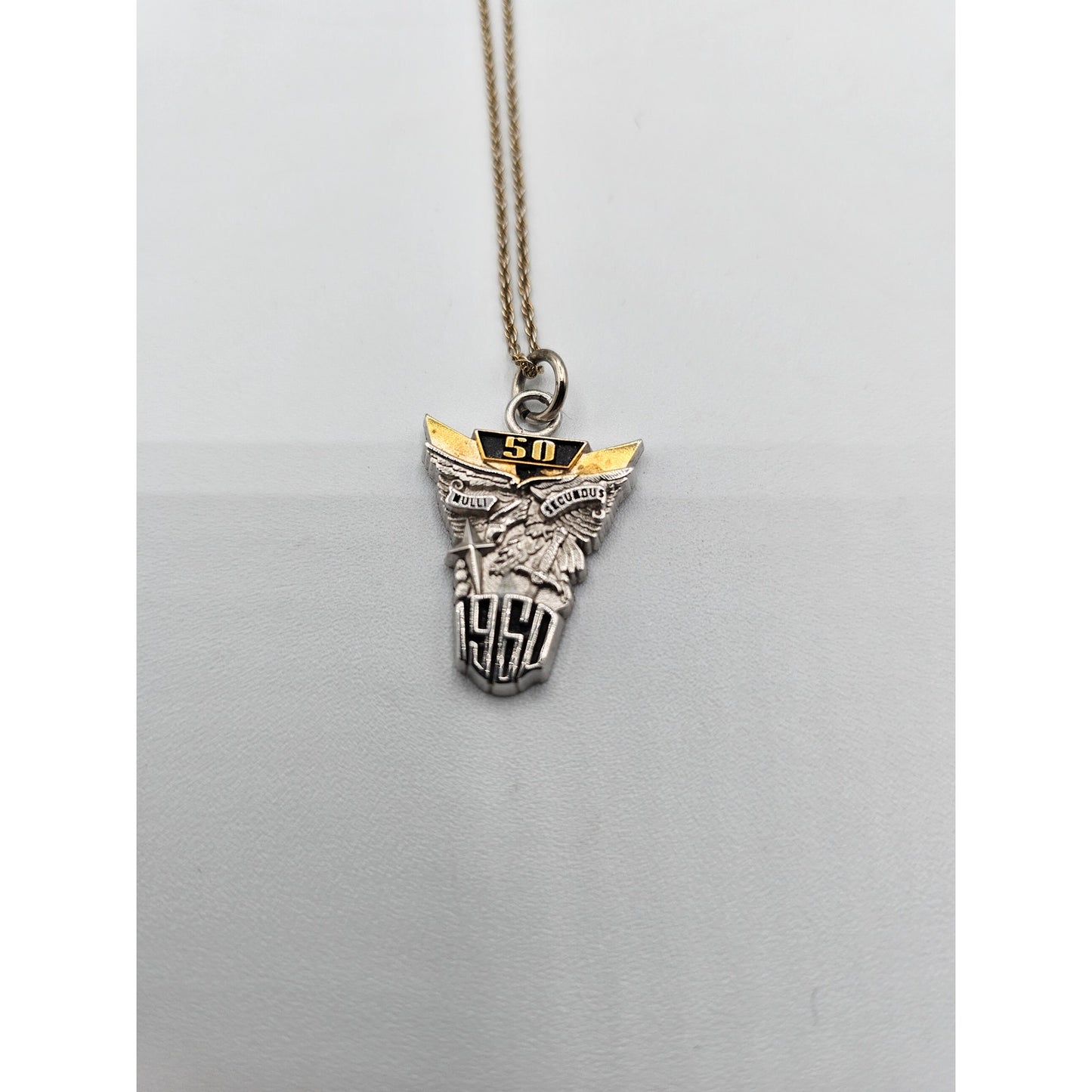 USAF Air Force Pendant Necklace 1960 Silver Tone Charm