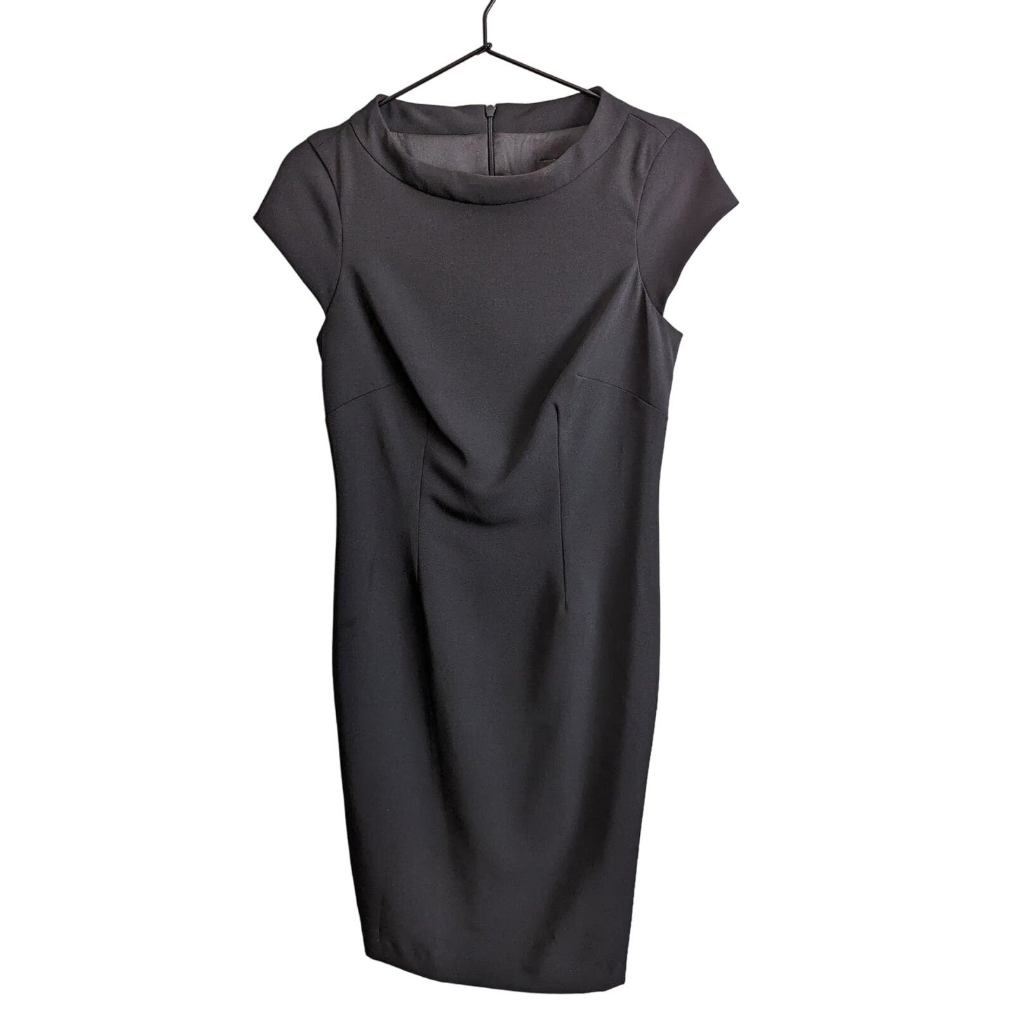 Vintage ABS Collection Womens Sz 2 Knee Length Sheath Dress Solid Black Career