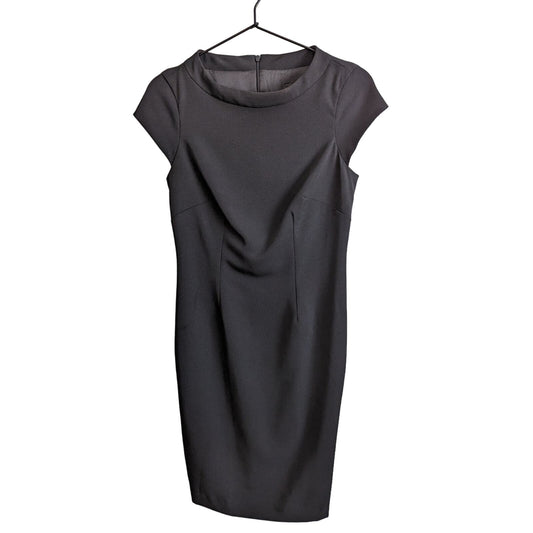 Vintage ABS Collection Womens Sz 2 Knee Length Sheath Dress Solid Black Career