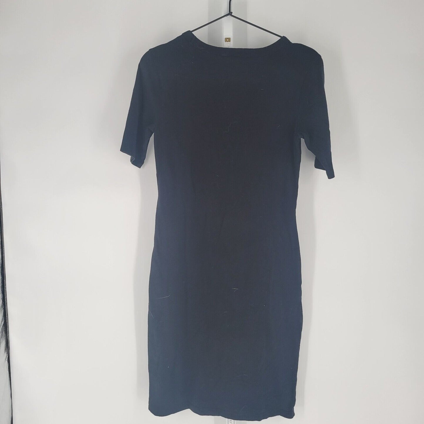 Old Navy Womens Sz S Knee Length Shirt Dress Solid Black Short Sleeve