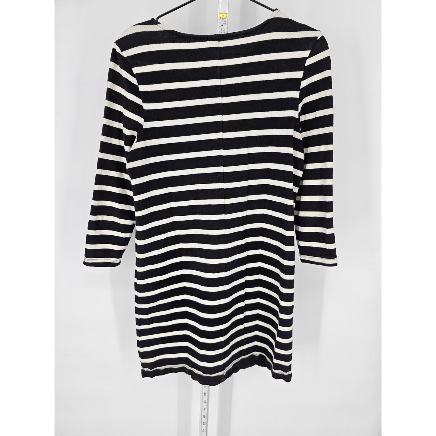 Old Navy Womens Sz S Knee Length Long Sleeve Shirt Dress Black White Striped