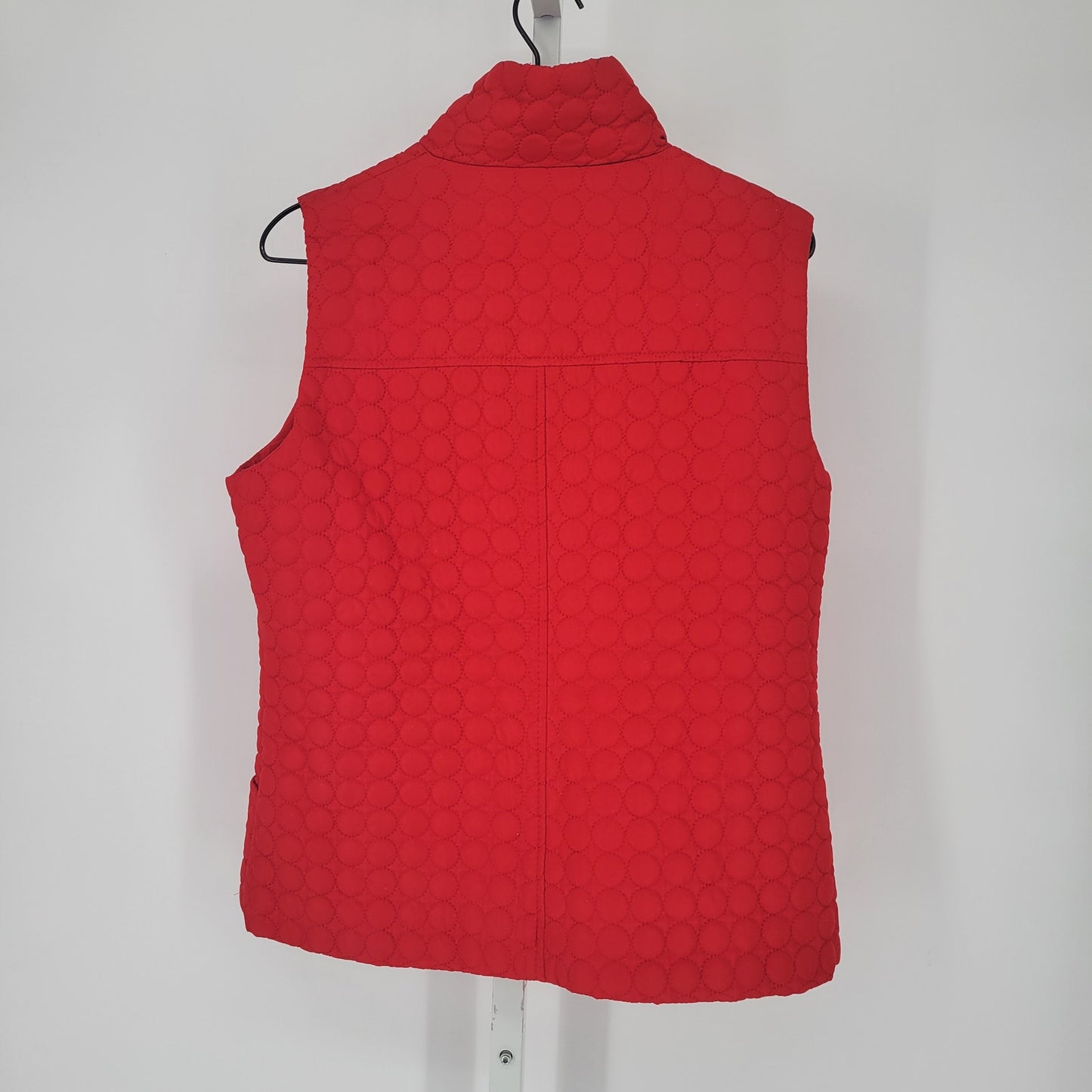 Keren Hart Womens Sz M Zip Up Quilted Puffer Vest 100% Cotton Red