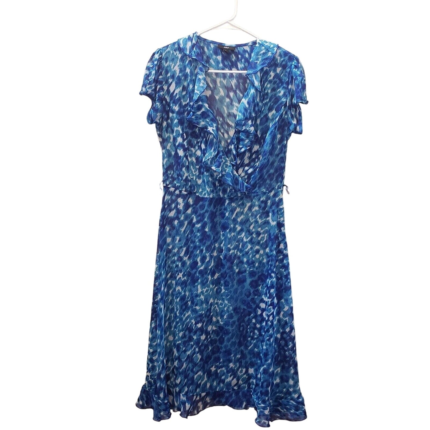 Vintage JBS Womens Sz 10 Blue and White Semi Sheer Midi Dress