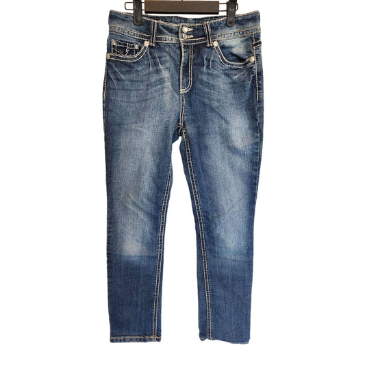 Code Bleu Womens Sz 8 Skinny Jeans High Waist Medium Wash Embellished