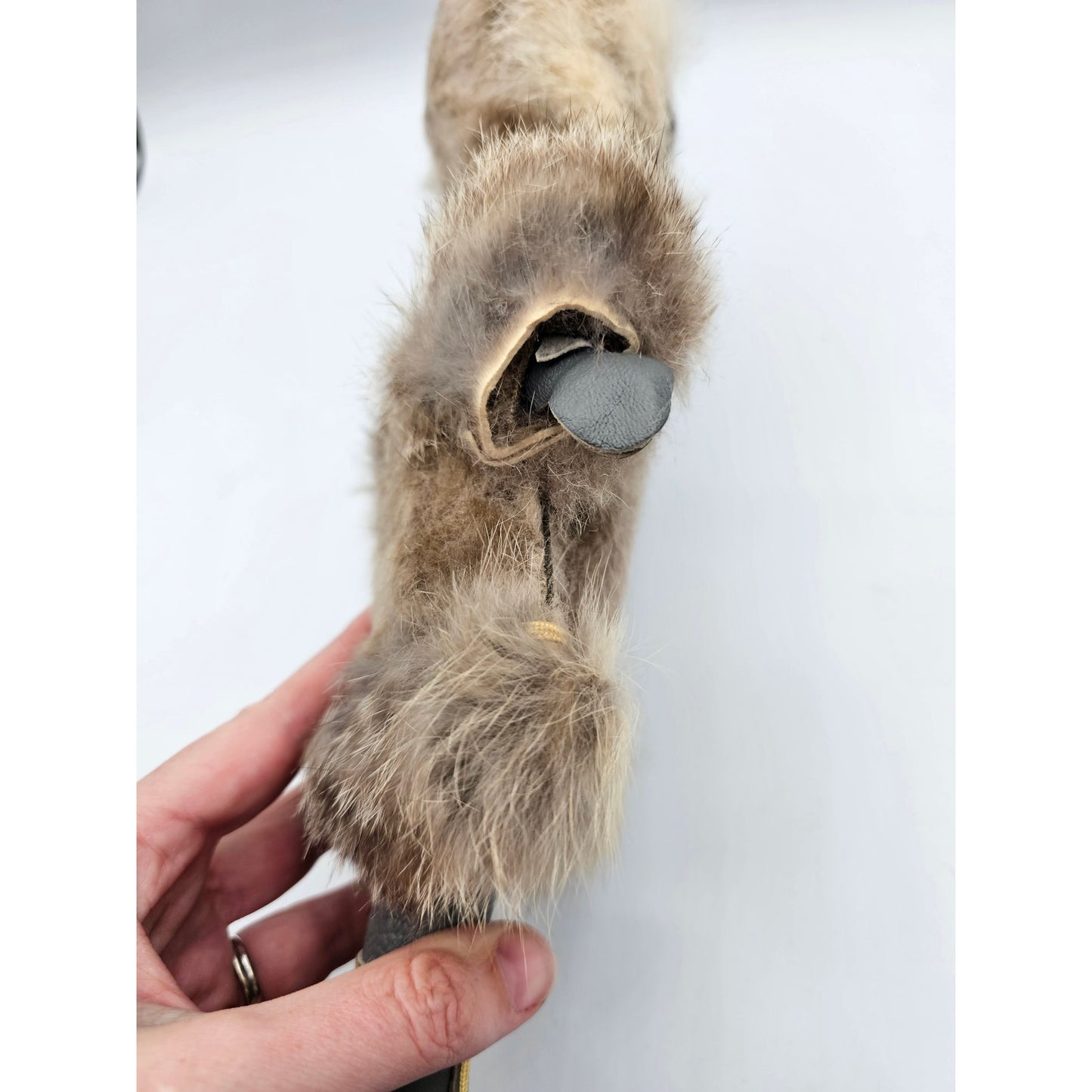 Vintage 1960s 10" Plastic Eskimo Doll In Fur Coat and Hat