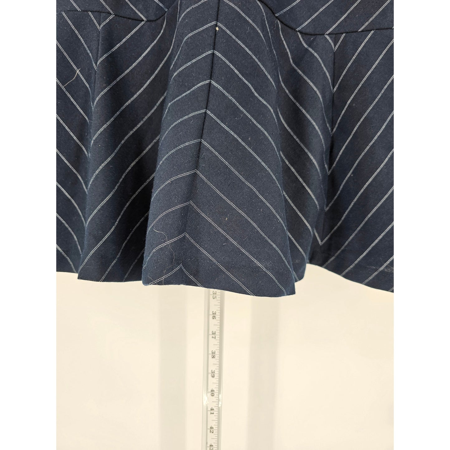 Esley Womens Sz S Knee Length Sleeveless Dress Navy Blue Pinstripe