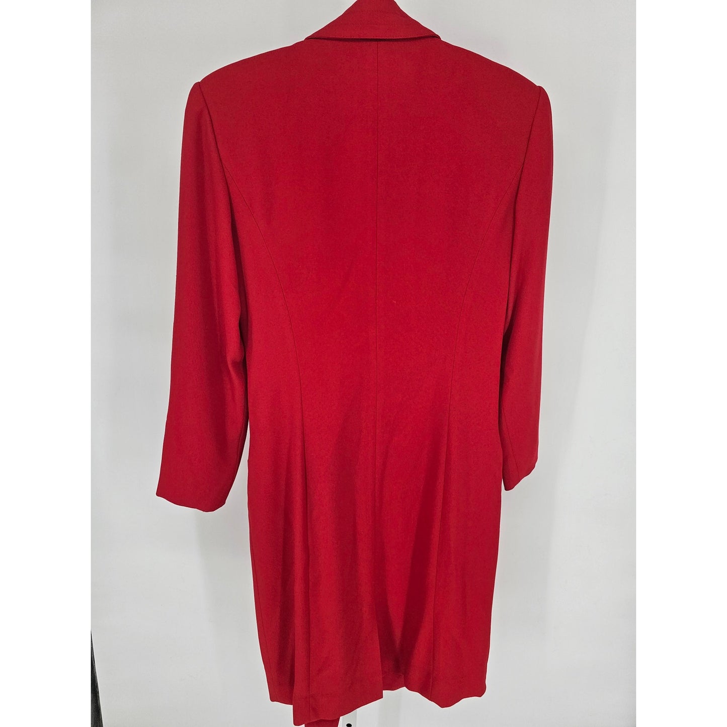 Vintage Liz Claiborne Womens Sz 4 Midi Length Double Breasted Red Coat Gold