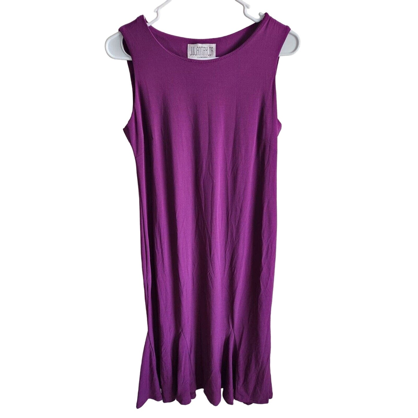 Julian Taylor Womens Sz 10 Midi Length Shift Dress Solid Purple Sleeveless