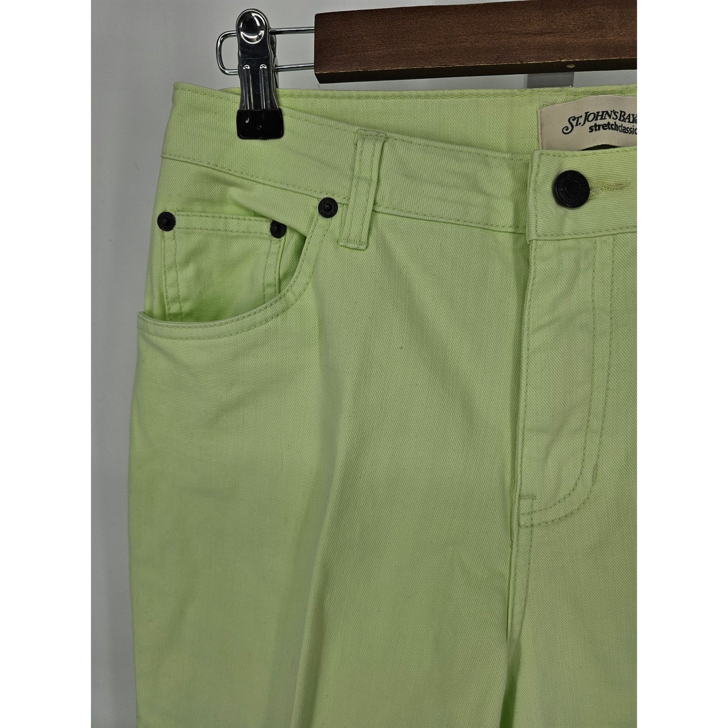 Vintage 1990s St Johns Bay Womens Sz 8 High Waist Straight Leg Jeans Lime Green