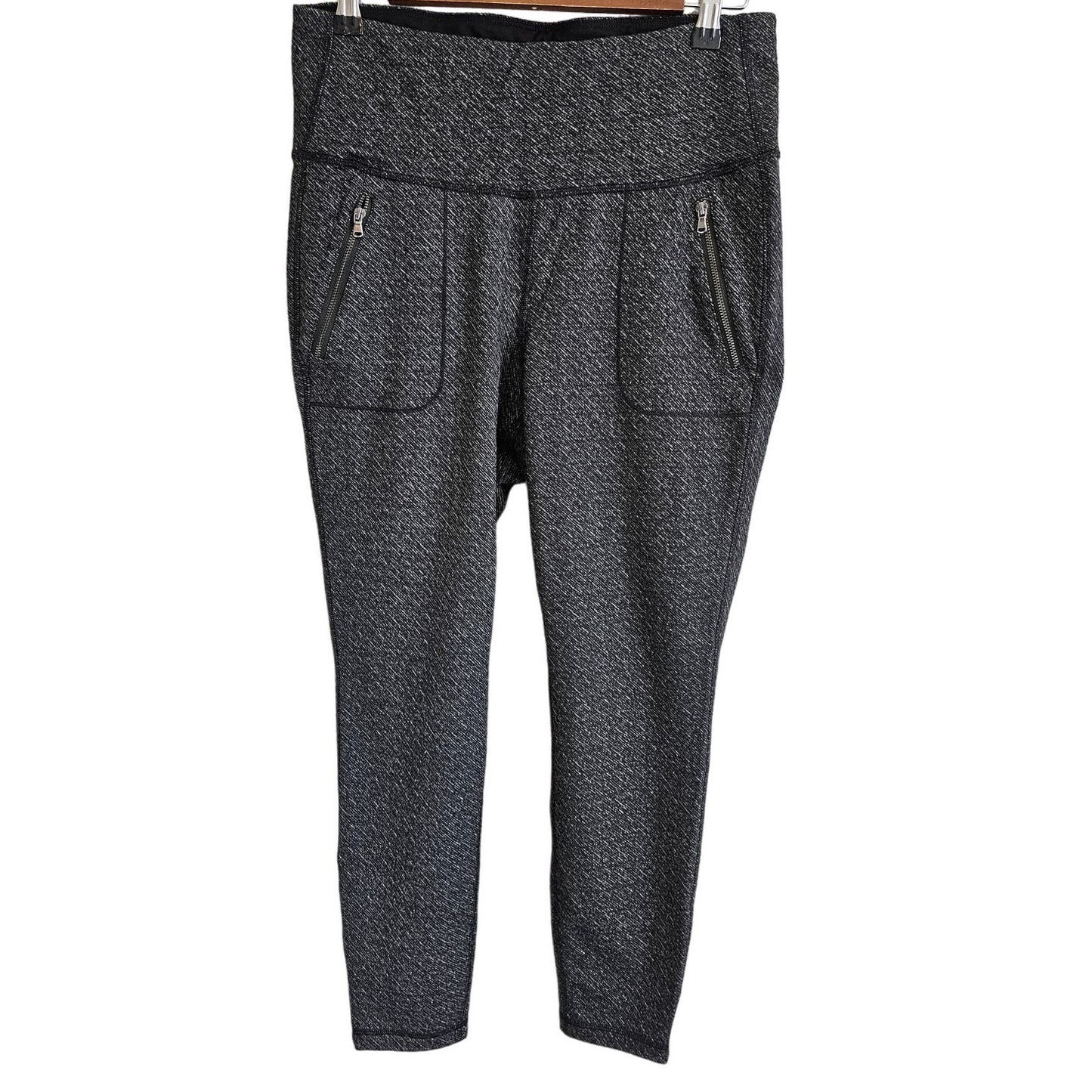 Old Navy Active Womens Sz L Athletic Leggings Gray Zipper Pockets Moto