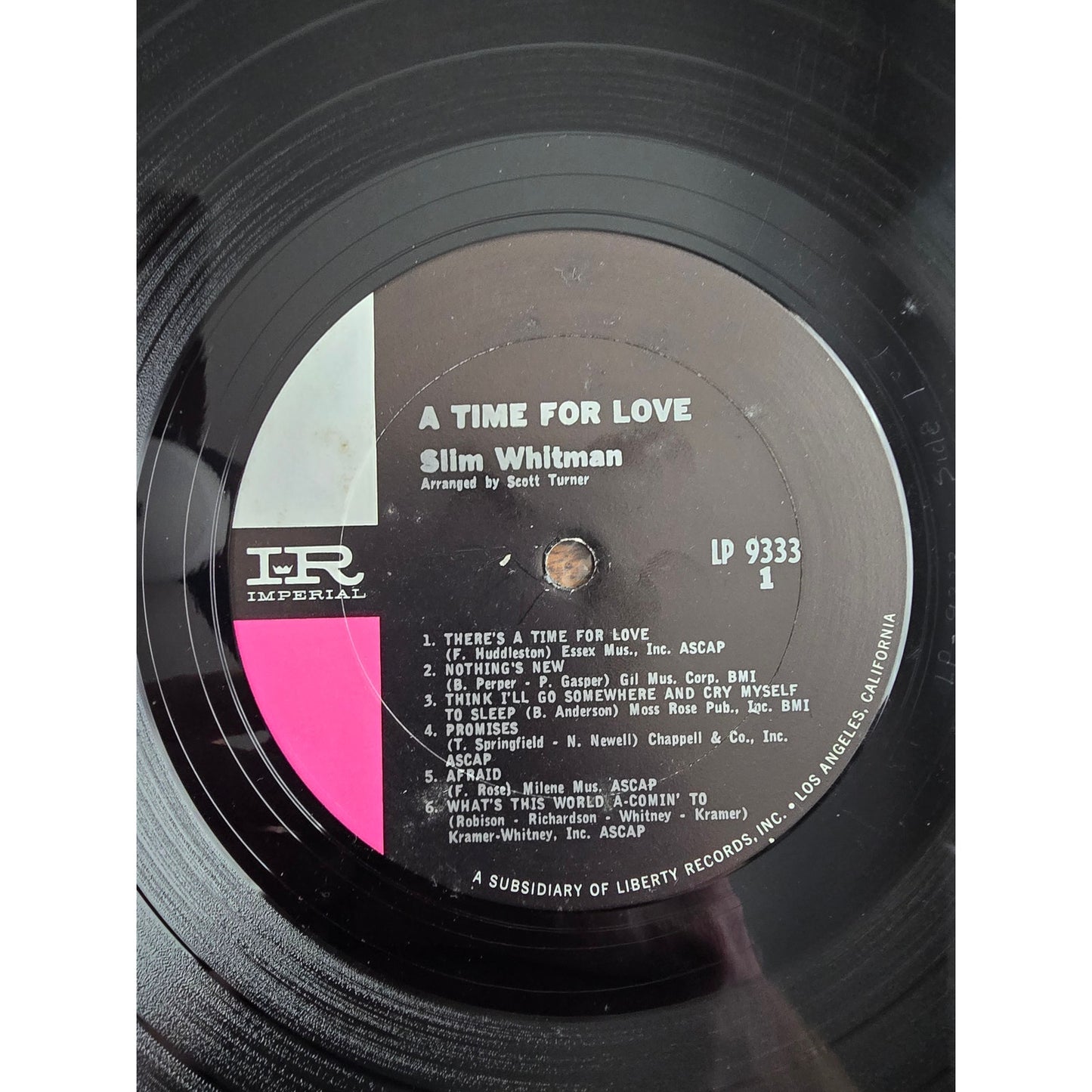 Vintage Slim Whitman arranged by Scott Turner A Time For Love Imperial LP 9333