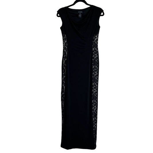 En Focus Studio Womens Sz 4 Formal Maxi Dress Black Floral Sides