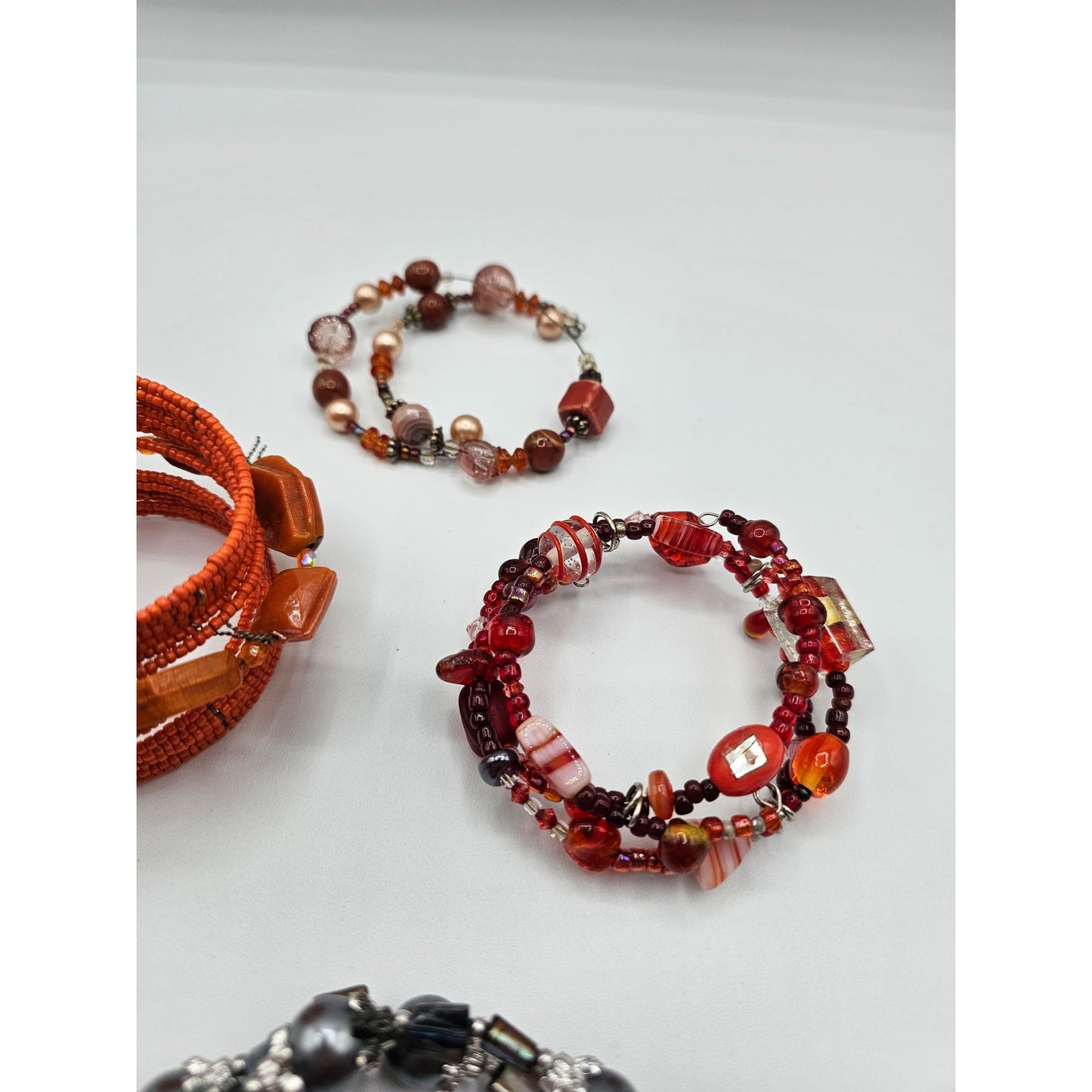 Set of 6 Seed Bead Adjustable Multi Strand Bracelets Colorful