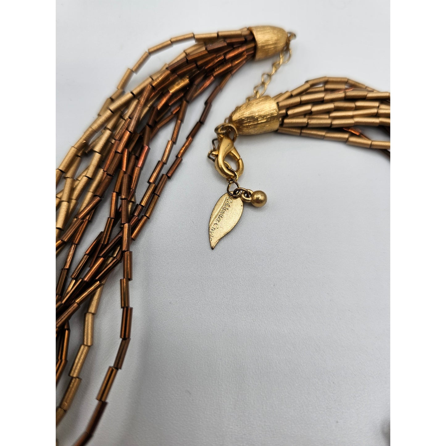 Coldwater Creek Womens Multi Strand Necklace Gold and Bronze Tone Beads