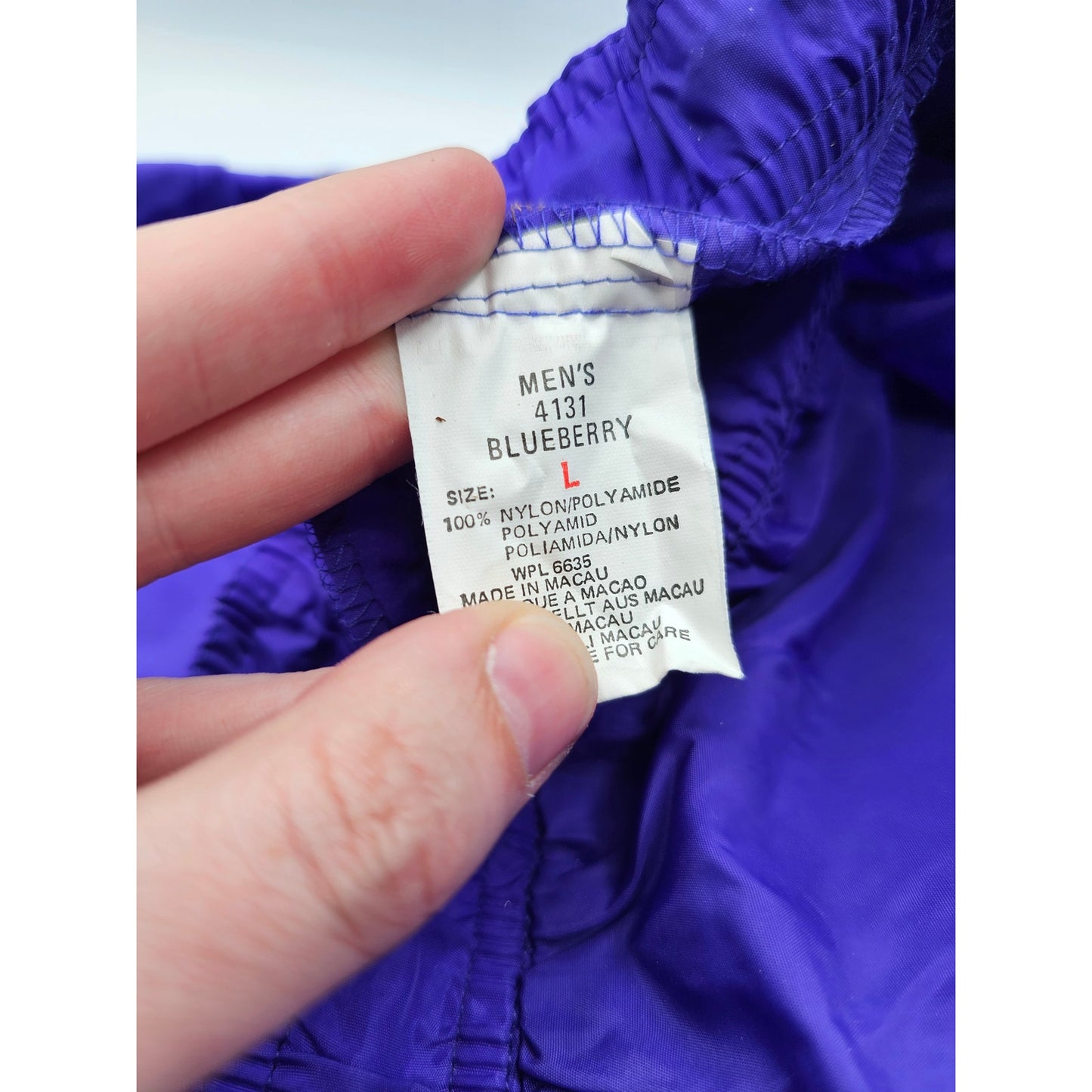 Vintage 1980s Woolrich Mens Sz L Packable Nylon Pants Purple Blueberry