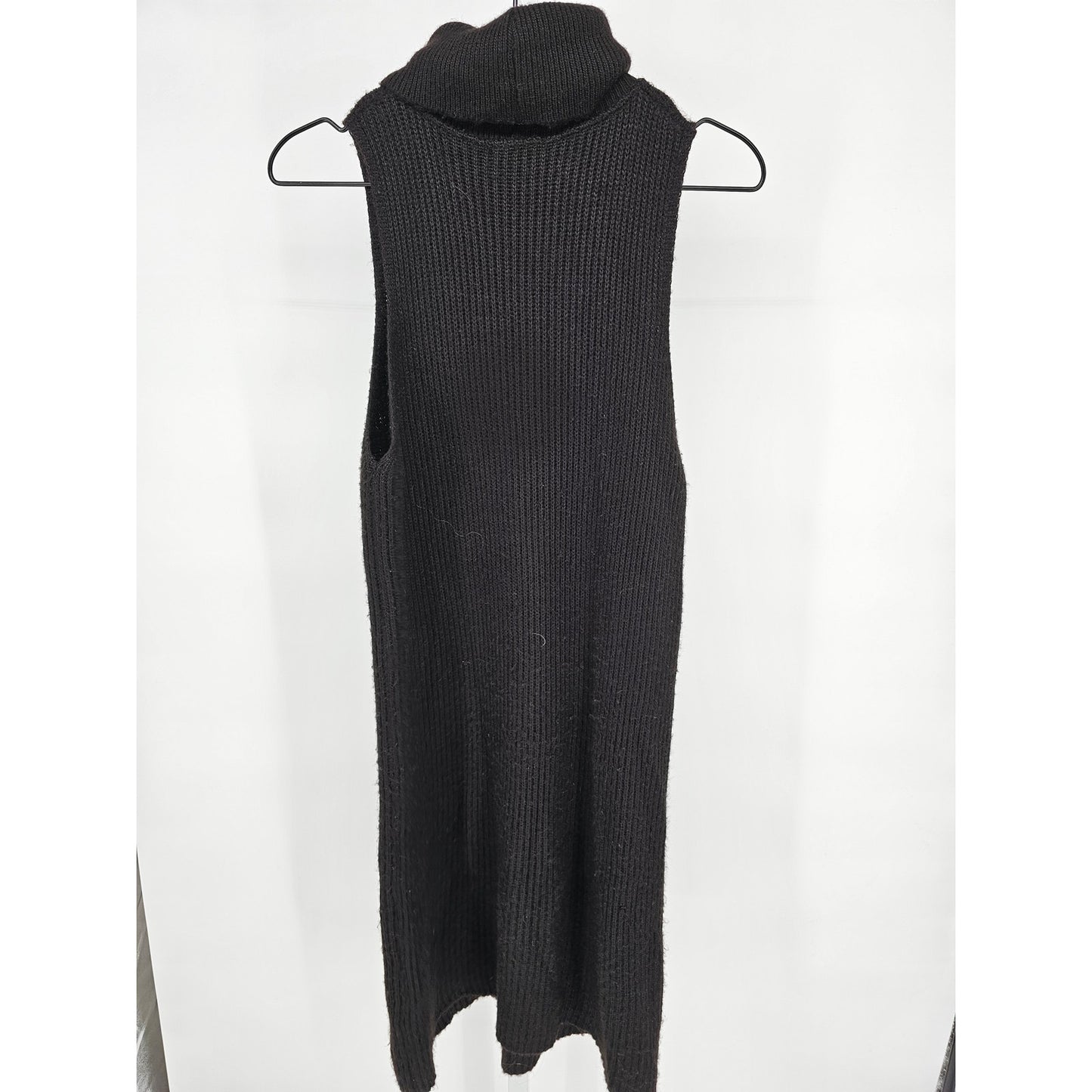 Silence + Noise Womens Sz L Midi Sweater Dress Black Cowl Neck w/ Pockets