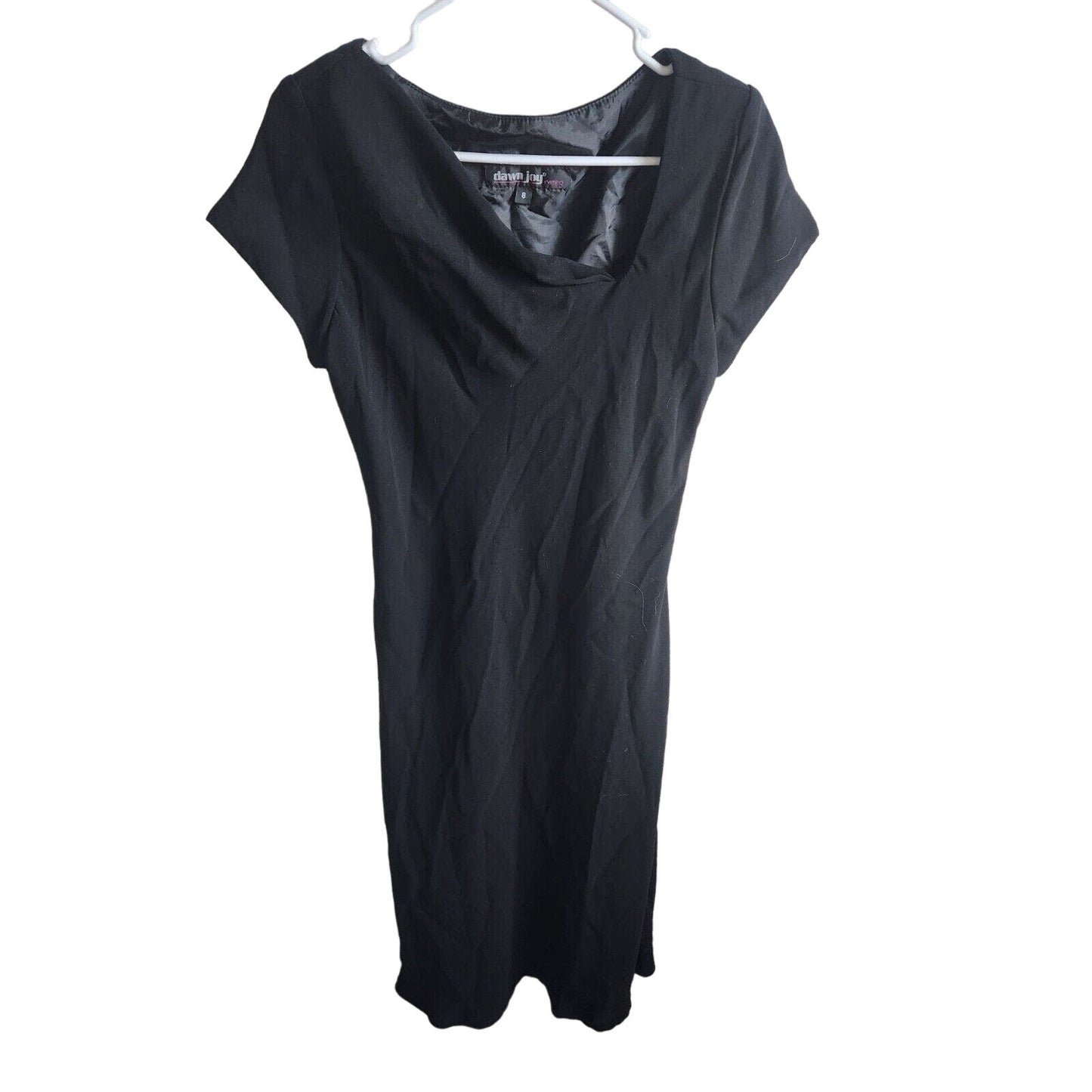 Vintage Dawn Joy Evening Womens Sz 8 Midi Length Solid Black Dress