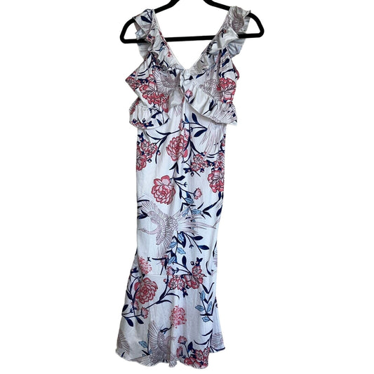 Kuiyige Womens Sz M Cotton Blend Fit and Flare Midi Dress Pink Crane