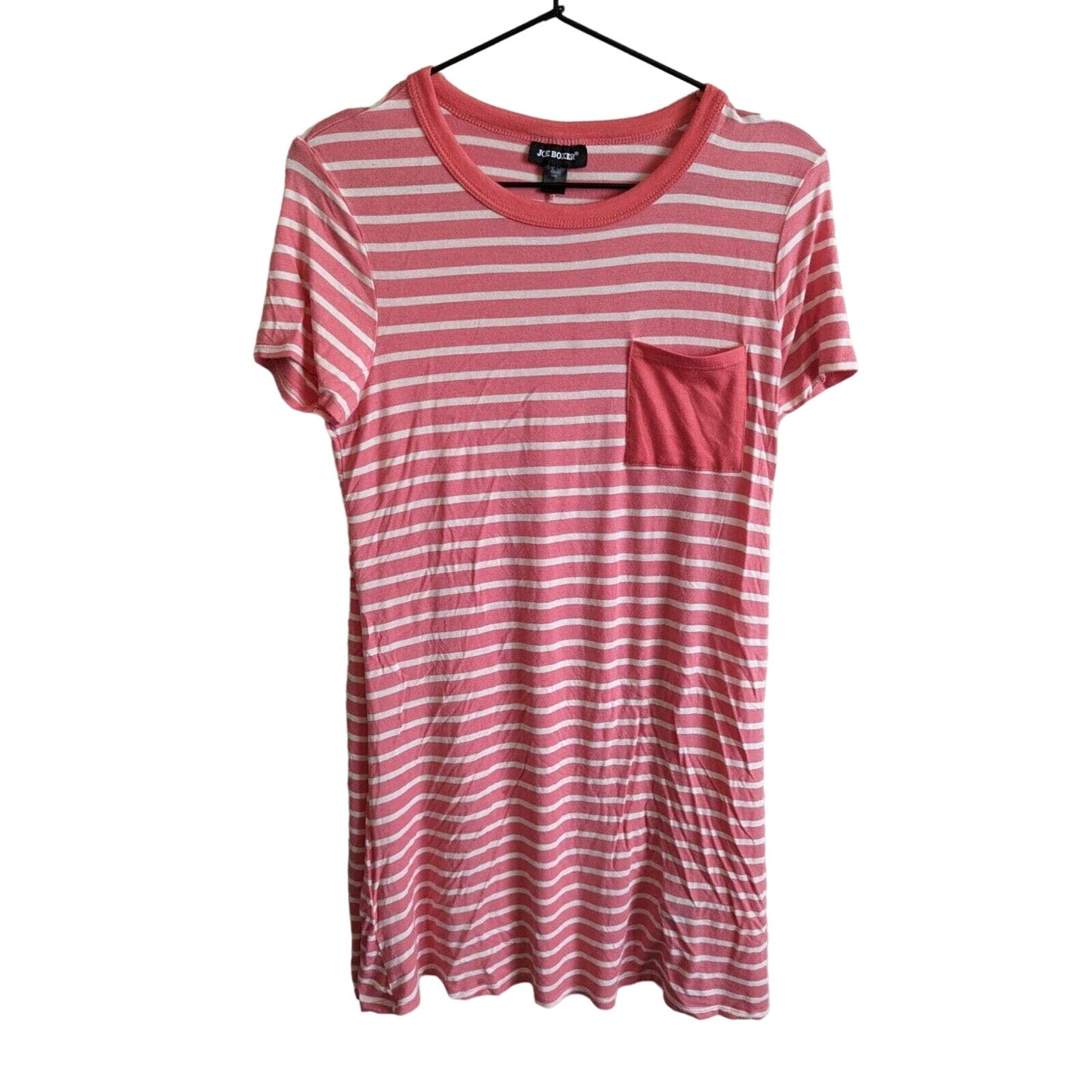 Vintage 1990s Joe Boxer Womens Sz M Short Sleeve Mini Dress Pink White Striped