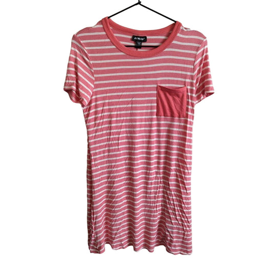 Vintage 1990s Joe Boxer Womens Sz M Short Sleeve Mini Dress Pink White Striped