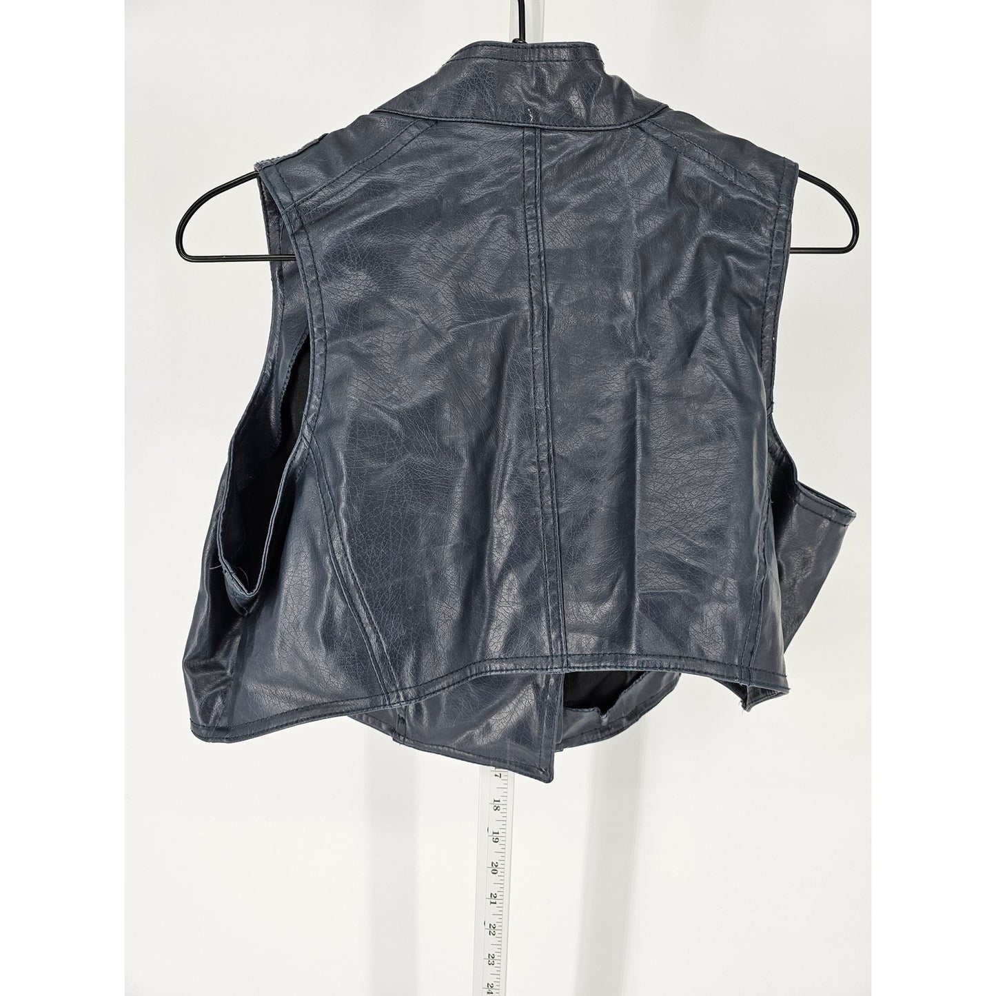 Last Kiss Womens Sz 1X Faux Leather Cropped Double Breasted Vest Slate