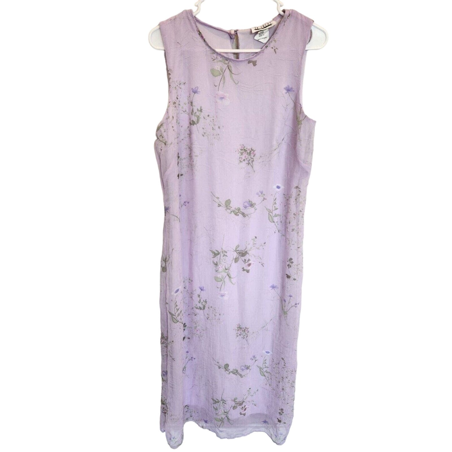 Vintage 1990s En Focus Studio Womens Sz 12 Maxi Dress Light Purple Floral