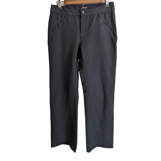 LL Bean Womens Sz 8T Tall Black Thick Knit Hiking Pants Straight Leg