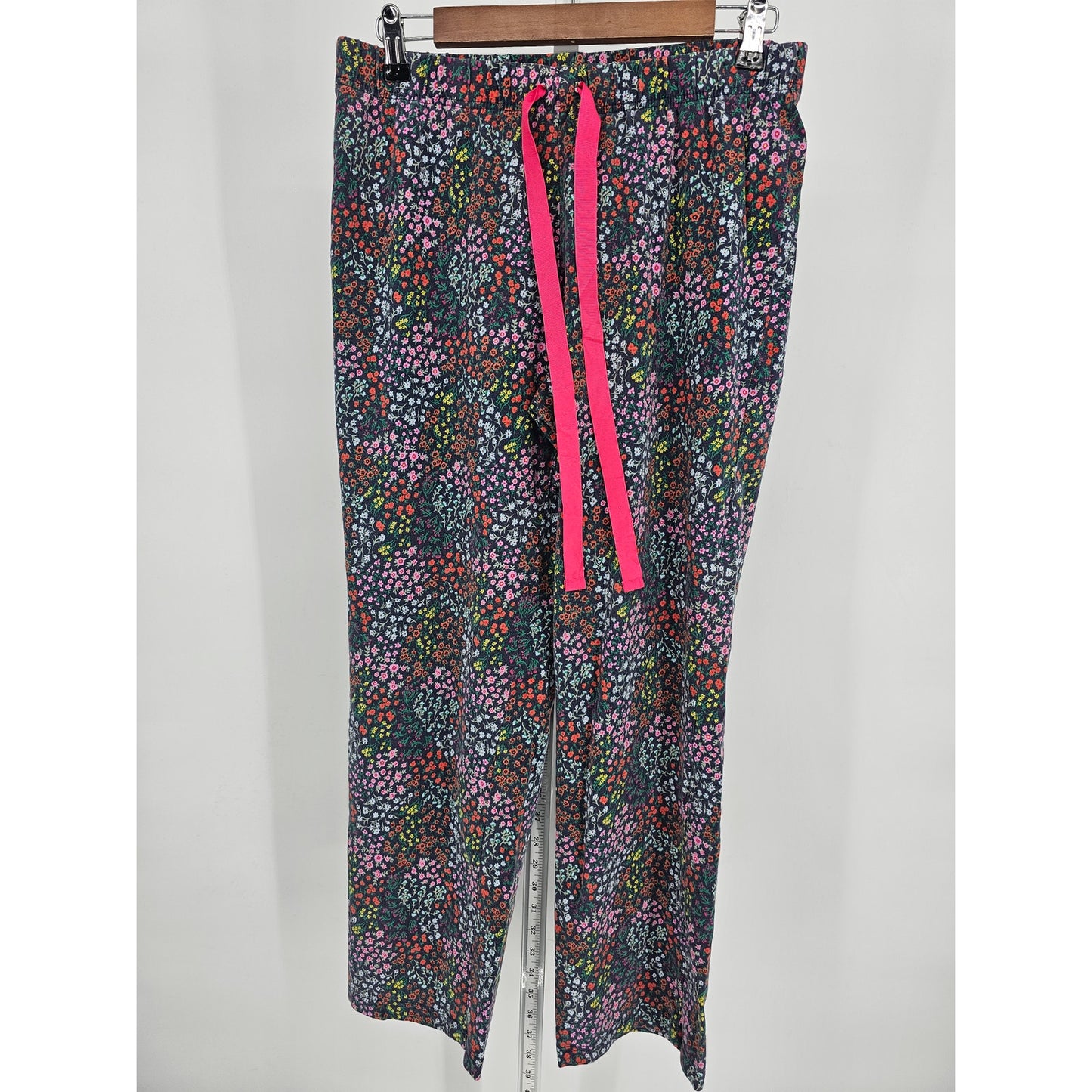 Lands End Womens Sz S Long Sleeve Pajama Set Blue Floral Lounge Pants