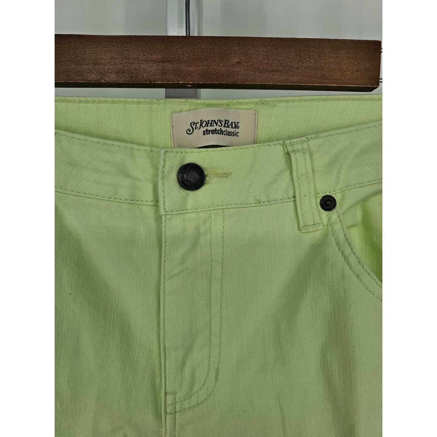 Vintage 1990s St Johns Bay Womens Sz 8 High Waist Straight Leg Jeans Lime Green