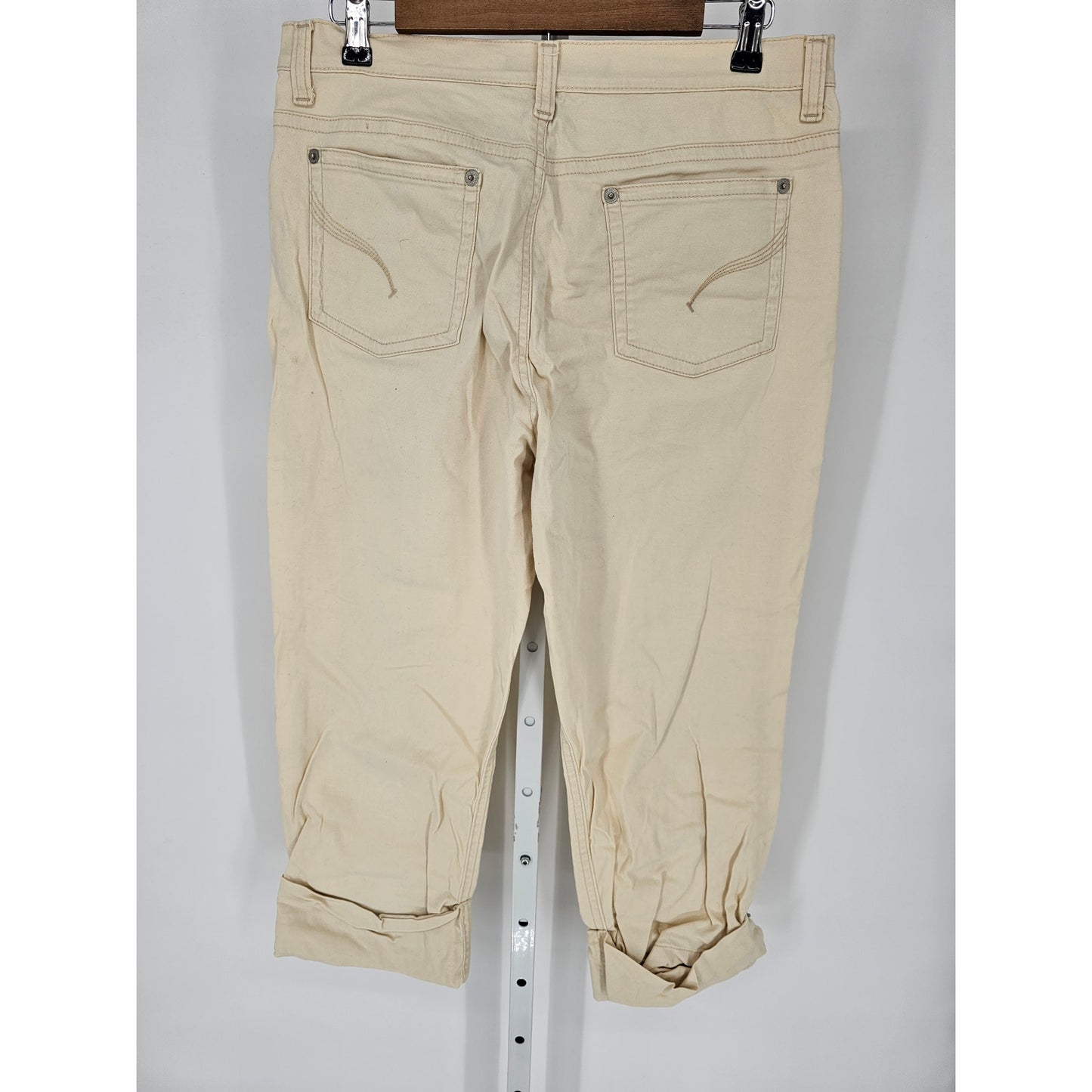 Gloria Vanderbilt Womens Sz 12 Cropped Cuffed Jeans Light Beige