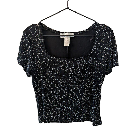 Vintage 1990s Dressbarn Womens Sz M Black Glitter Formal Blouse