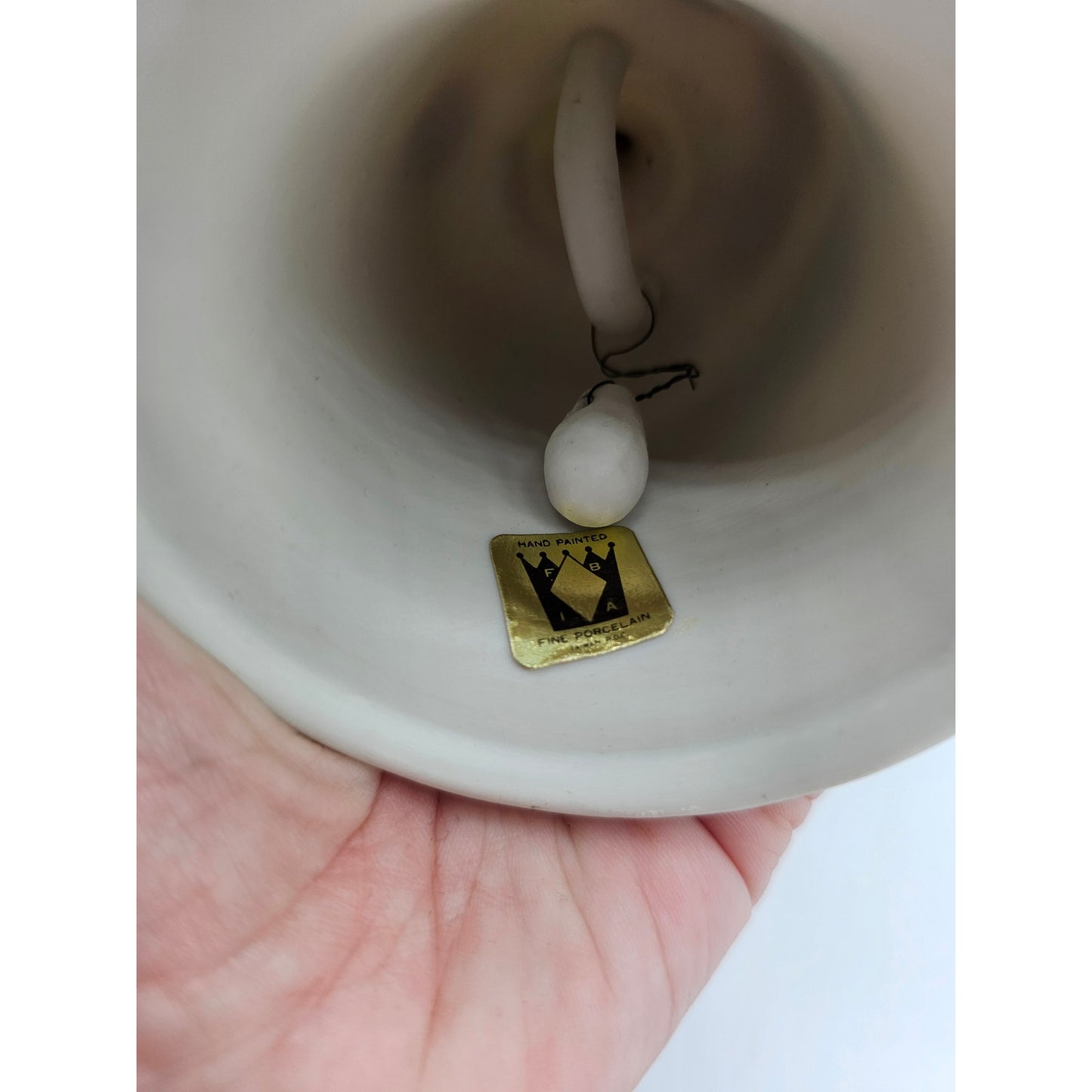 Vintage Hand Painted Porcelain Bell Floral Front Gold Top