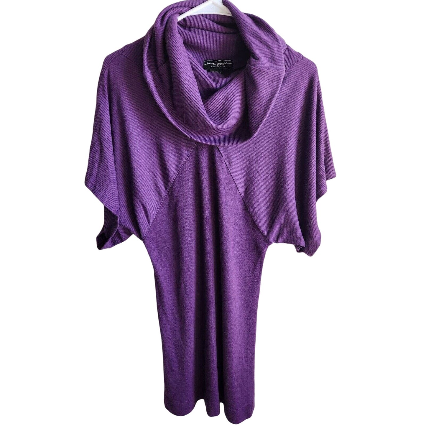 Jamie Nicole Womens Sz L Cowl Neck Sweater Dress Purple Ribbed