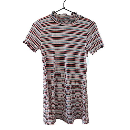 Vintage Y2K Stillettos Womens Sz M Ribbed T Shirt Dress Striped Colorful NEW