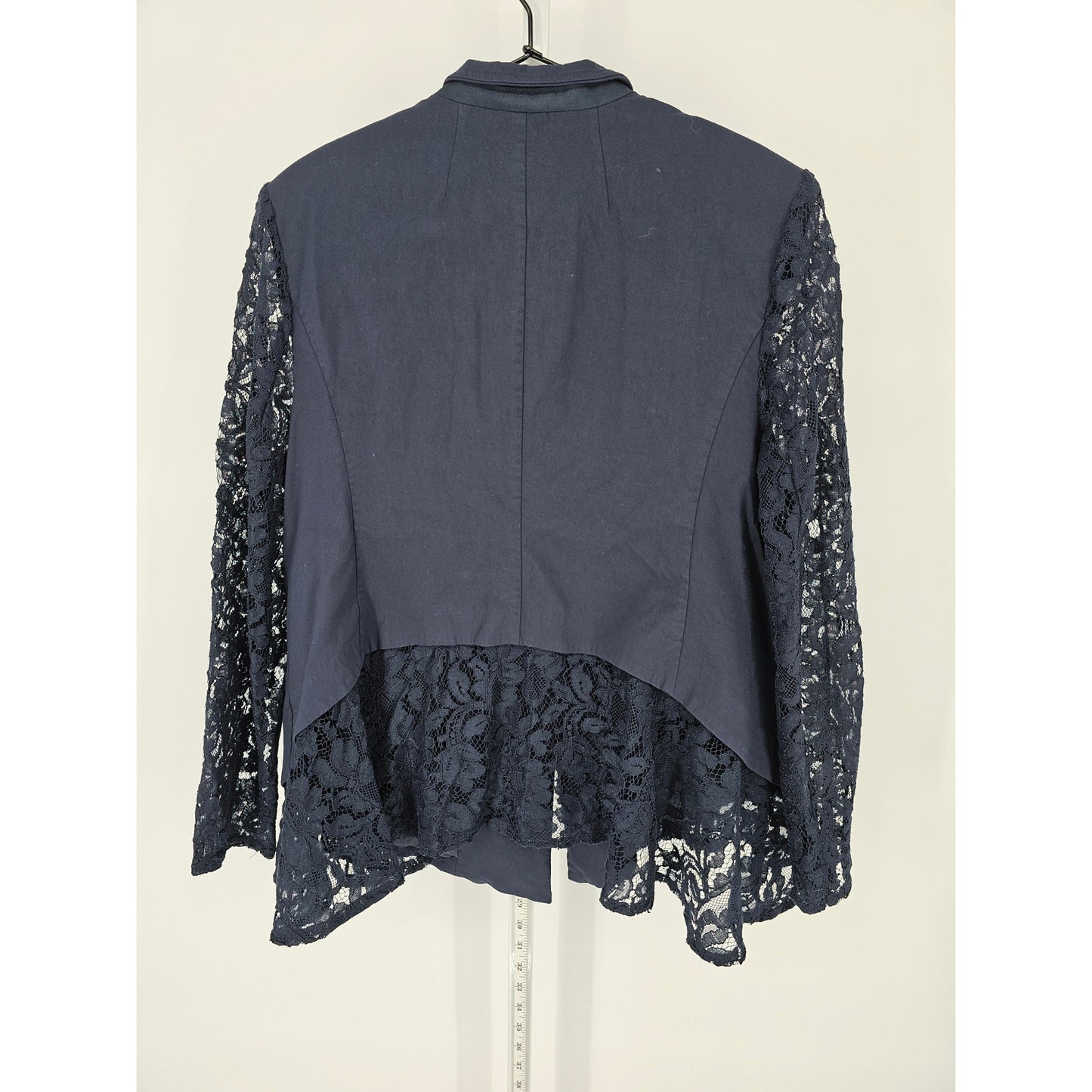 Lane Bryant Womens Sz 20 The Bryant Blazer Navy Blue Lace Sleeves