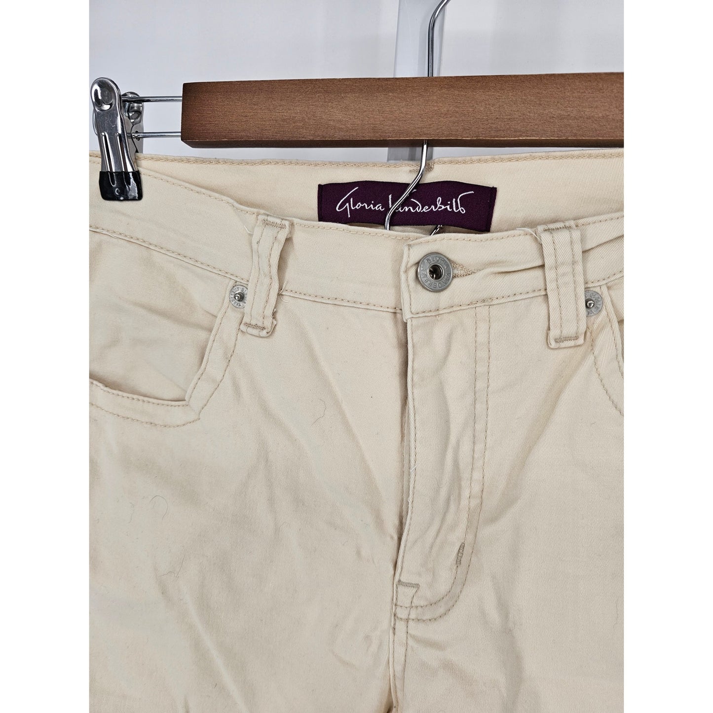 Gloria Vanderbilt Womens Sz 12 Cropped Cuffed Jeans Light Beige