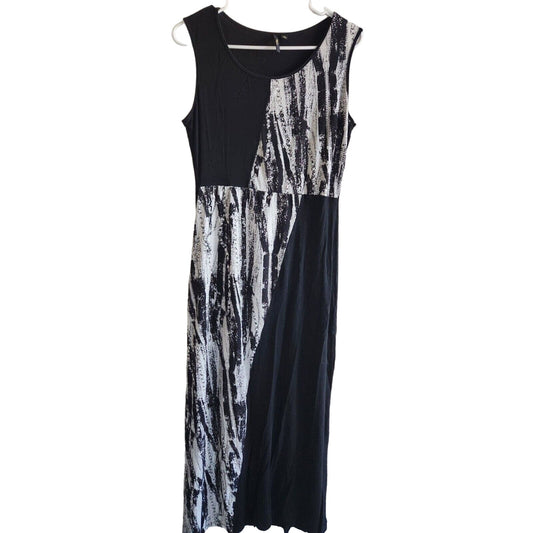Milano Womens Sz M Maxi Dress Black and White Sleeveless